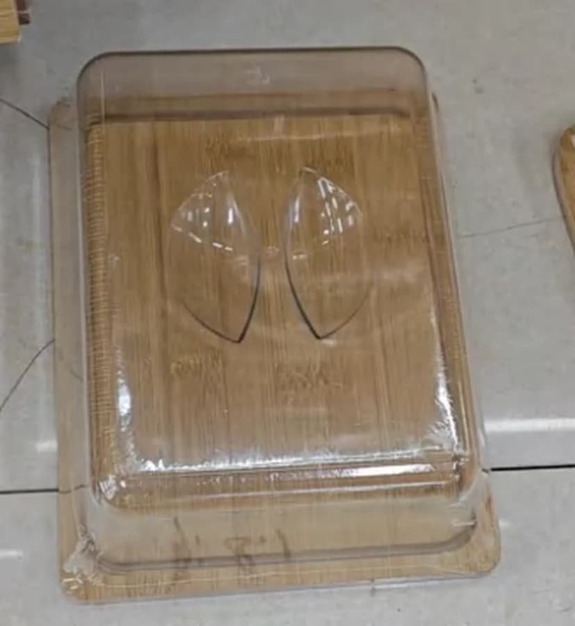 Porta-Pão de Bambu com Tampa Acrílica Grande