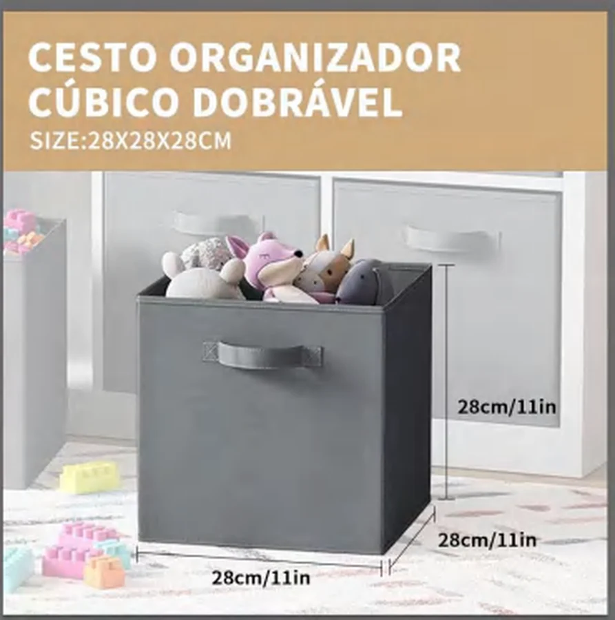 Cesto Organizador Dobrável 28x28x28cm