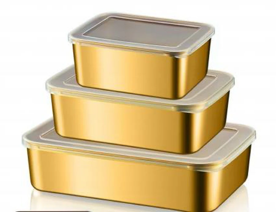 Jogo 3 Potes Herméticos Inox Dourado