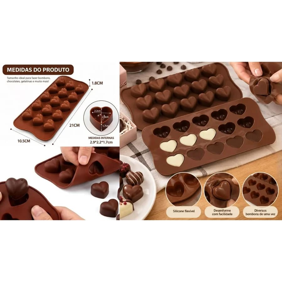 Forma de Silicone Modelo Coração (44g)