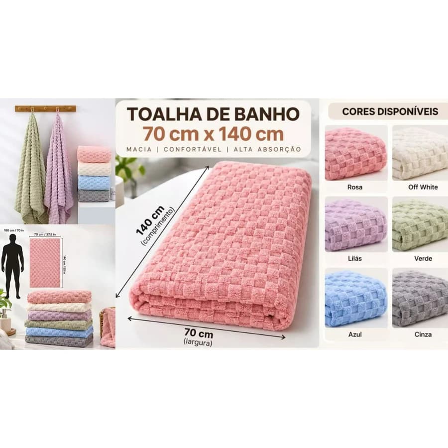 Toalha de Banho Microfibra 70x140cm