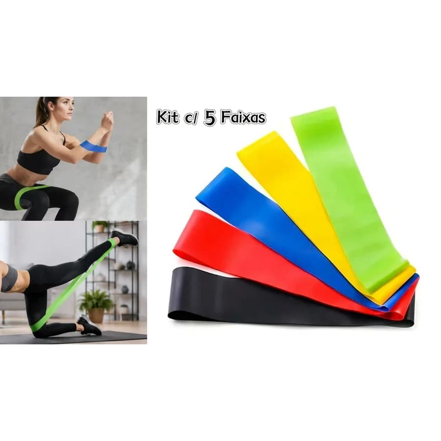 Kit c/ 5 Faixas Elásticas p/ Academia (88g)