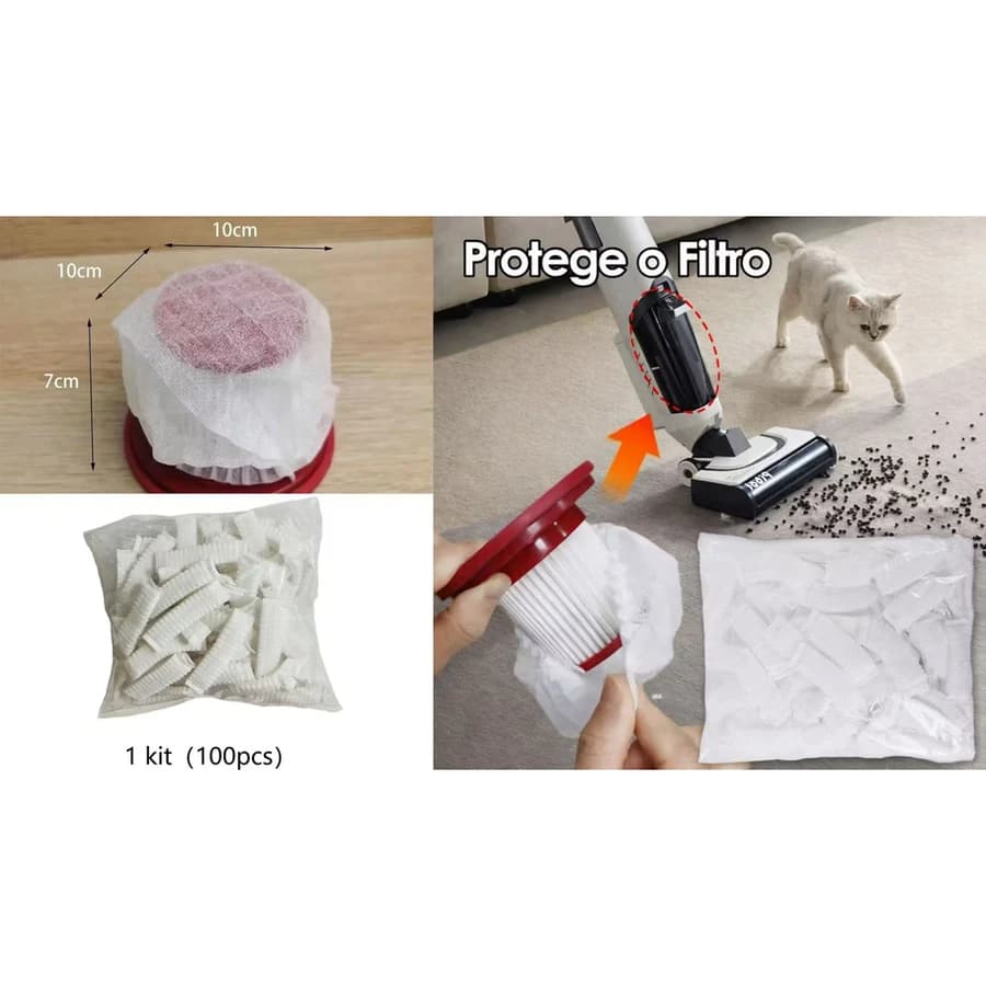 Kit c/ 100 Capas Protetoras de Filtro de Aspirador