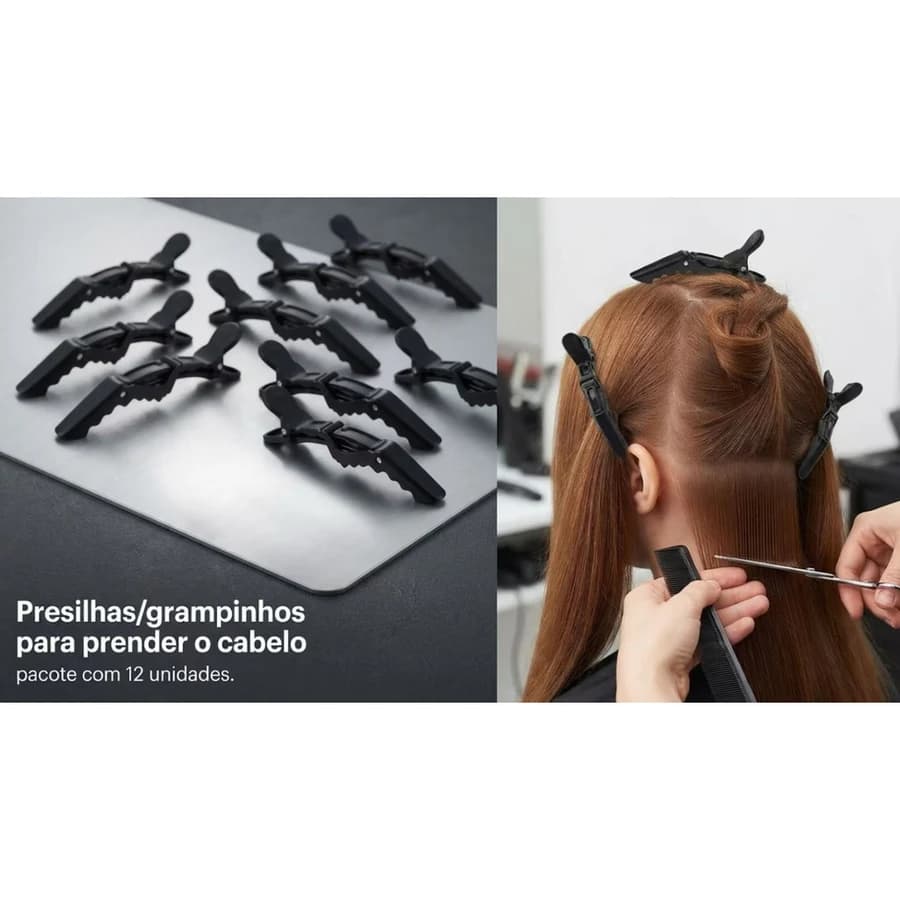 Kit c/ 12 Presilhas Jacaré p/ Cabelo