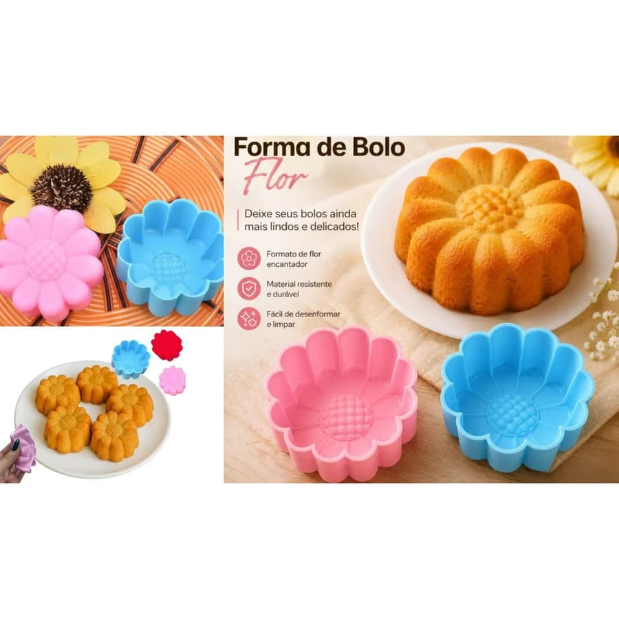 Kit c/ 12 Formas de Silicone Girassol (5,3x2cm)