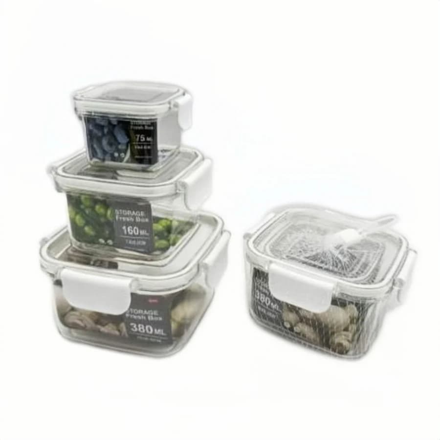 Kit c/ 3 Potes c/ Tampa Quadrado (75ml/160ml/380ml)