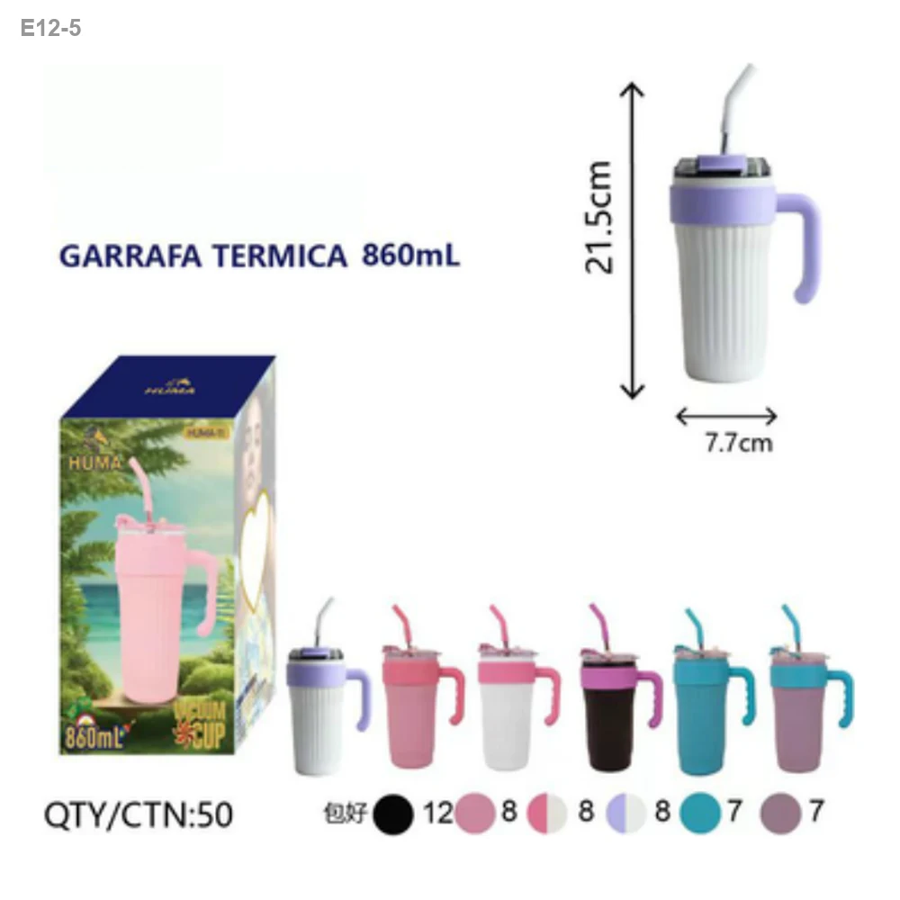 Copo Térmico com Alça e Canudo 860ml