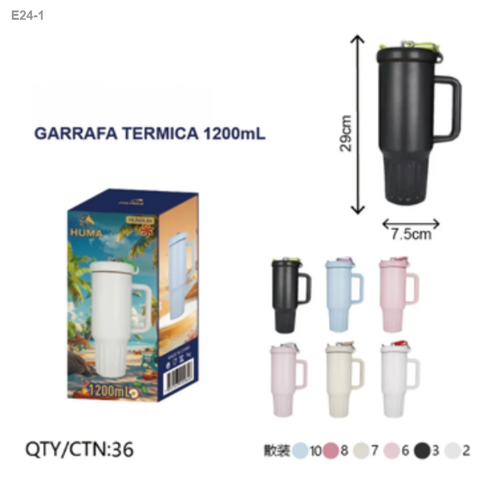 Copo Térmico com Alça 1200ml Tons Pastel