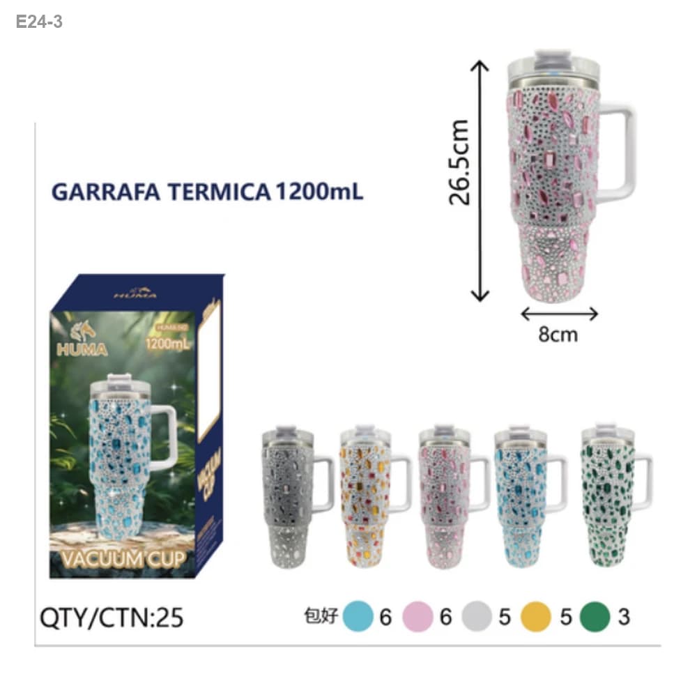 Copo Térmico com Alça 1200ml com Strass