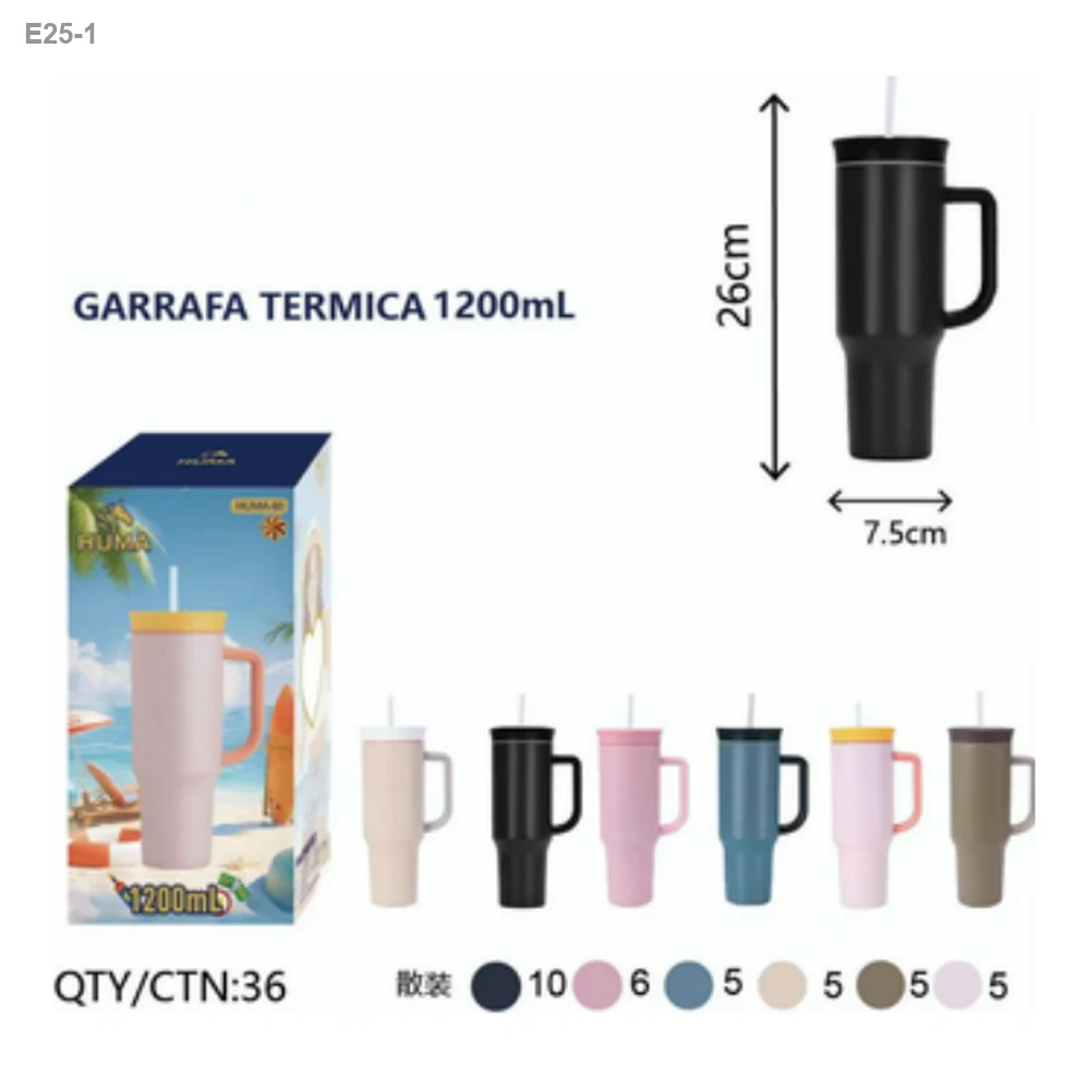 Copo Térmico com Alça e Canudo 1200ml