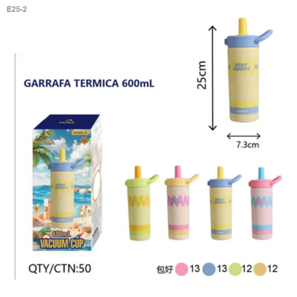 Garrafa Térmica 600ml com Canudo