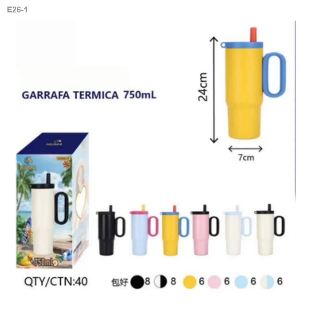 Copo Térmico com Alça e Canudo 750ml