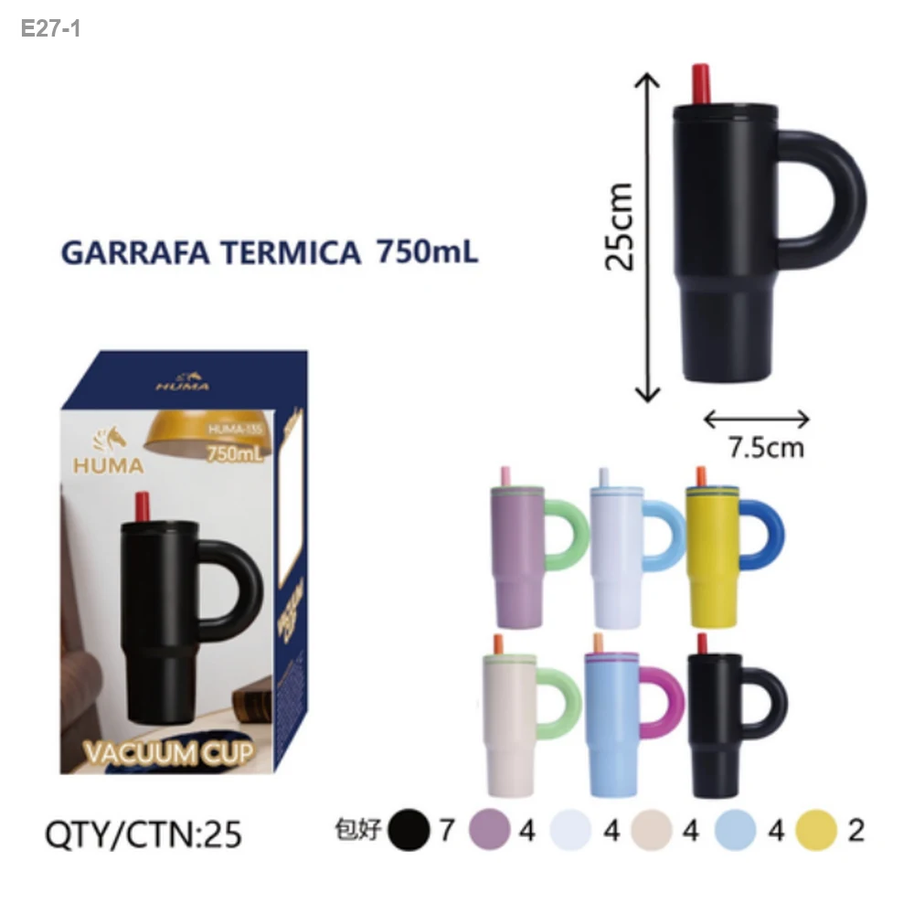 Caneca Térmica com Alça e Canudo 750ml