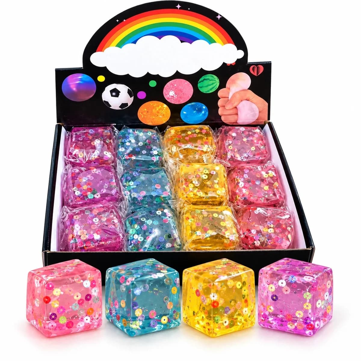 Cubo Antiestresse com Lantejoulas