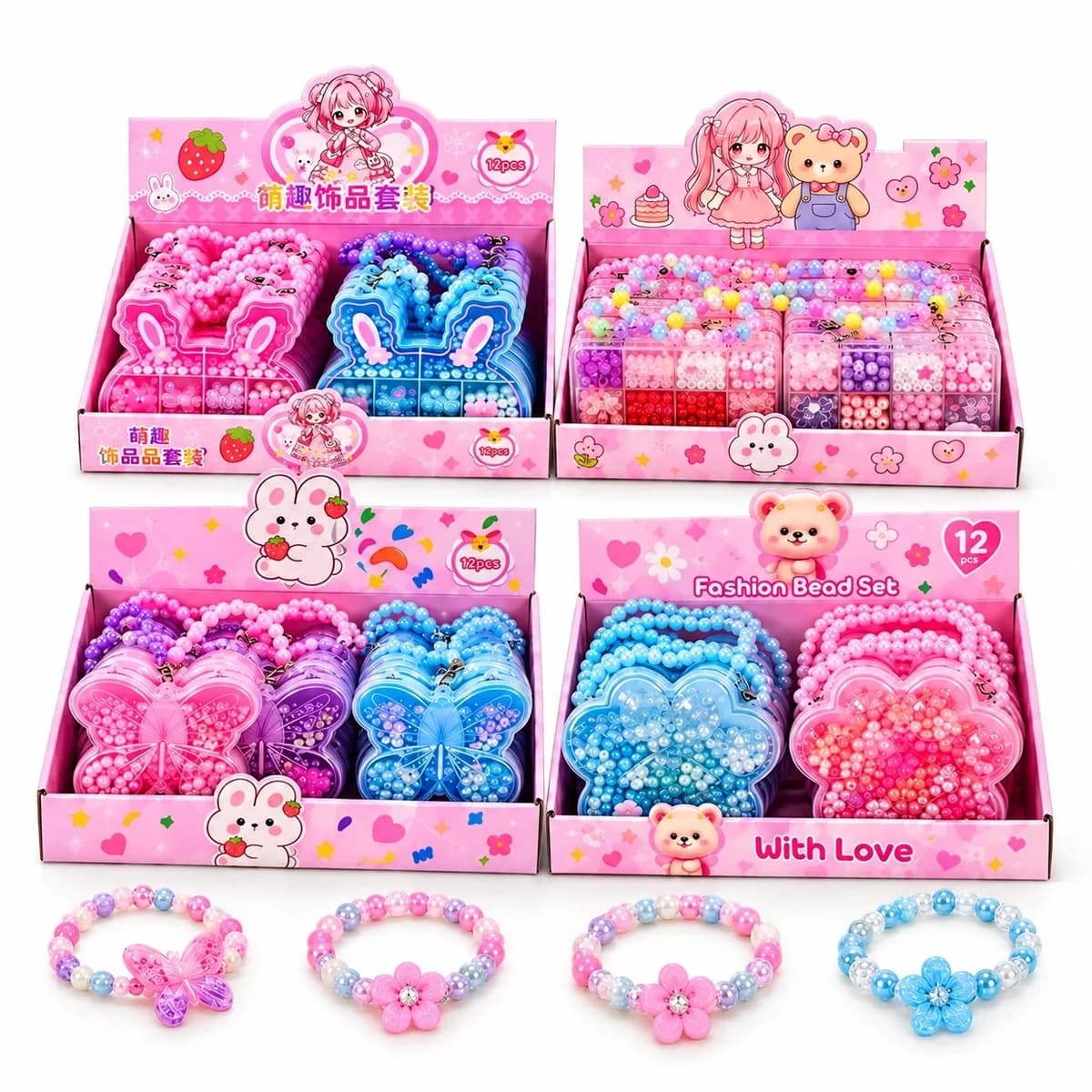 Kit Miçangas com Pulseira e Acessórios