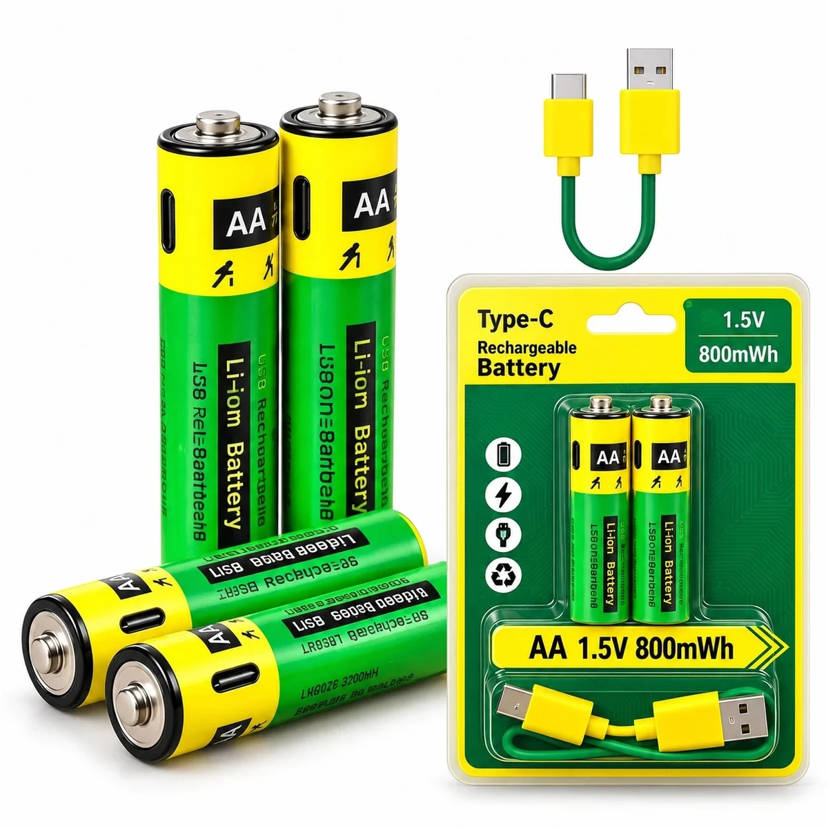 Pilha AA Recarregável USB Tipo C