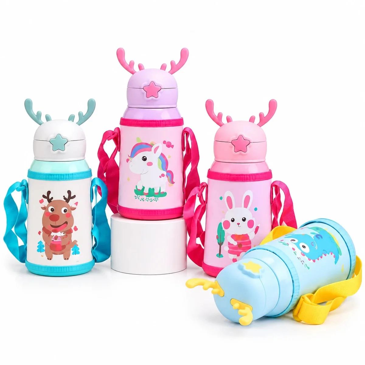 Garrafa Térmica Infantil com Alça e Chifrinho
