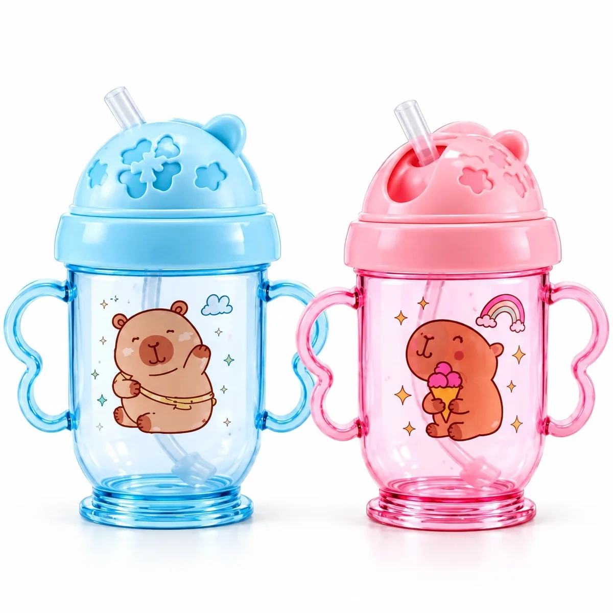 Copo Infantil Capivara 300ml com Canudo