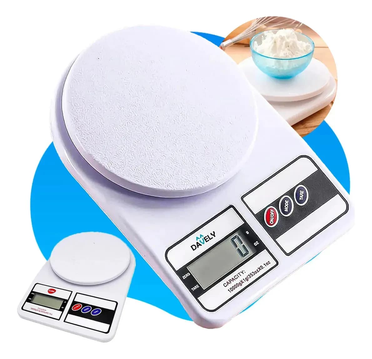 Balança Digital De Precisão 10kg Davely Cook Cozinha Para Uso Domestico E Profissional Fitness Ideal Para Dietas Treinos Alimentos Confeitaria Nutrição Branco