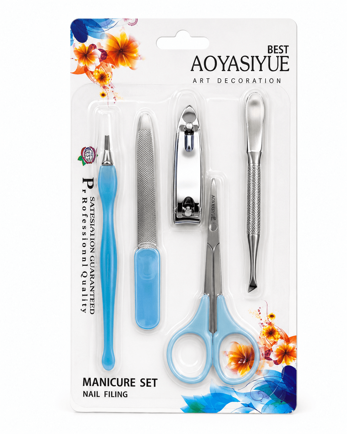 Kits Manicure 5 Peças - Aparador De Cutícula Lixa Pinça
