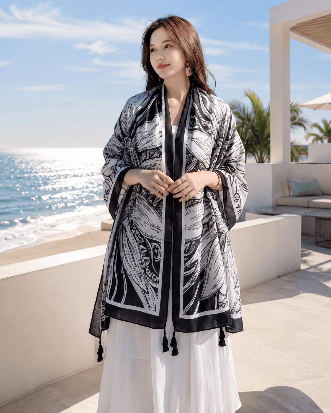 Lenço Feminino Estampado Grande 85 x 200 cm